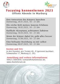 Download Flyer Focusing Schnupperabende Marburg 2023